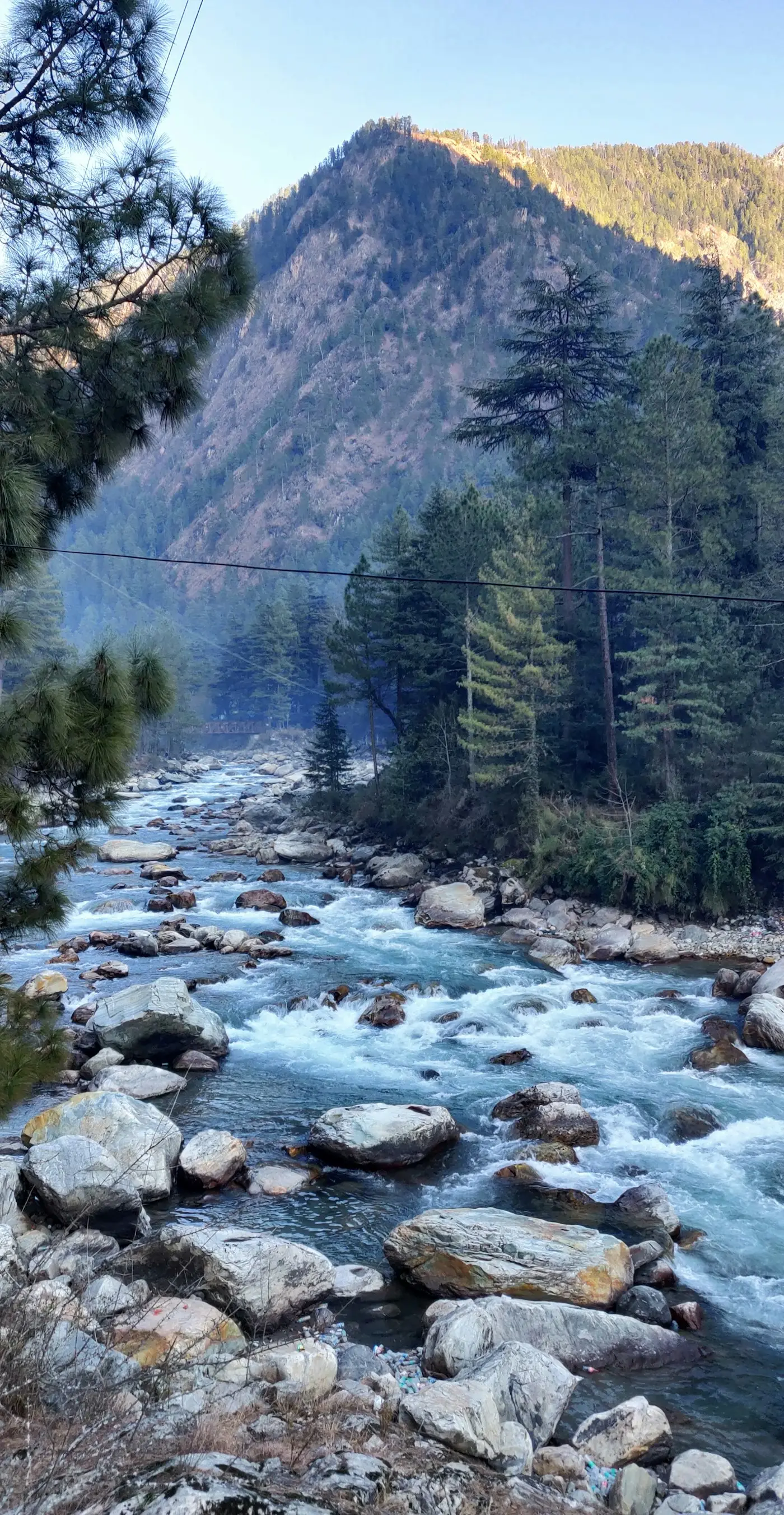 A river through a Himachal valley