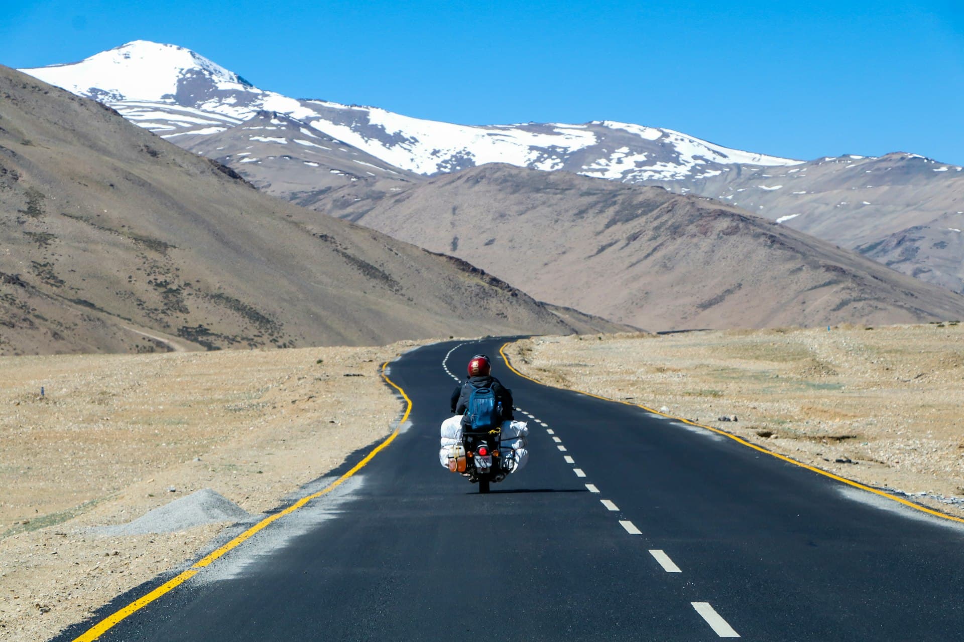 A mountain road through the high desert of Ladakh