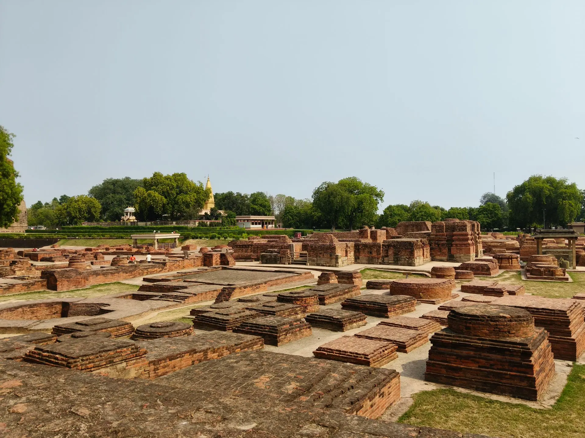 Explore the historical ruins of Nalanda, an ancient Buddhist monastic center in India
