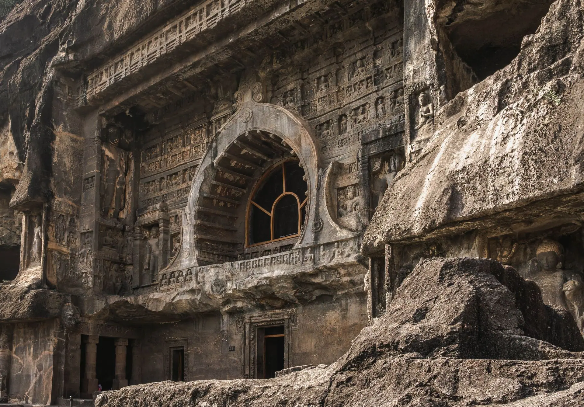 Explore the intricate carvings of the Ajanta Caves, a UNESCO World Heritage site in Maharashtra, India