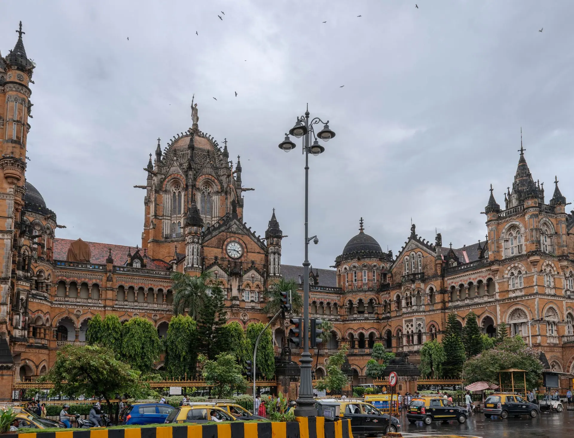 Beautiful view of the Chhatrapati Shivaji Maharaj Terminus, an iconic Mumbai railway station