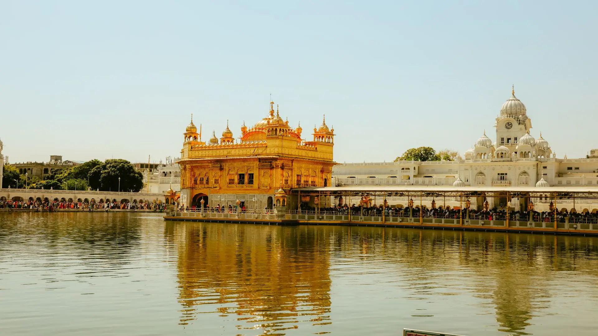 Beautiful view of the Golden Temple and its reflection in Amritsar, India