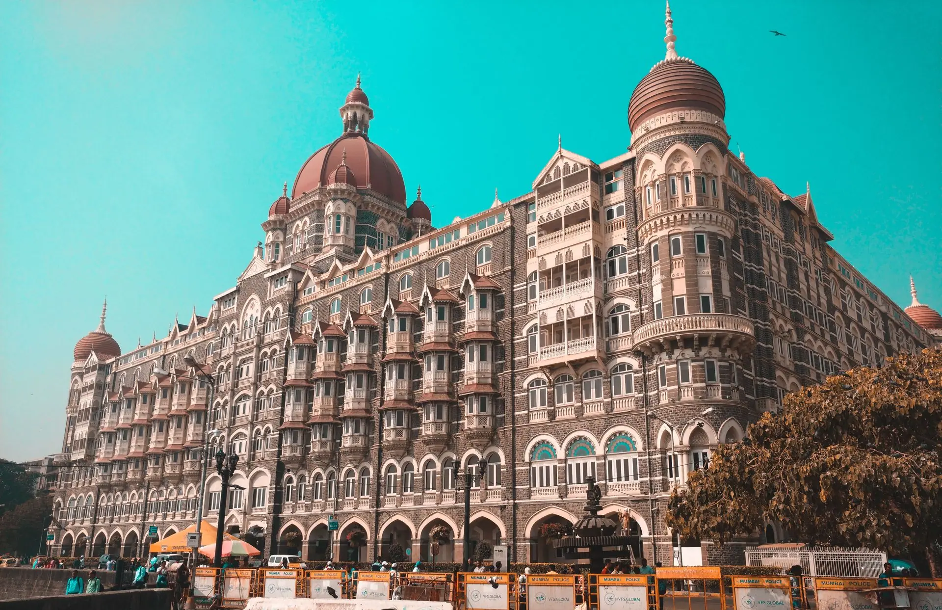 Capture of the elegant Taj Mahal Palace Hotel in Mumbai, showcasing its iconic architecture