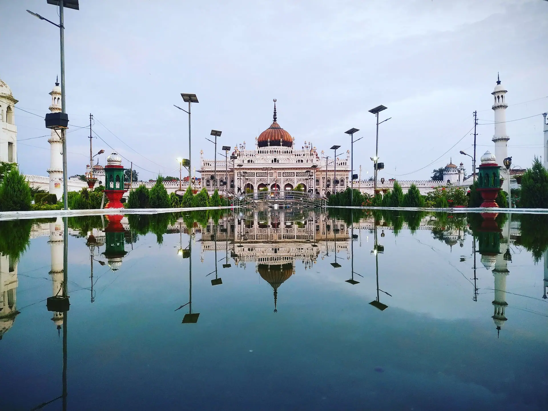 Beautiful reflection of Chota Imambara in Lucknow, India, showcasing architectural elegance and cultural heritage