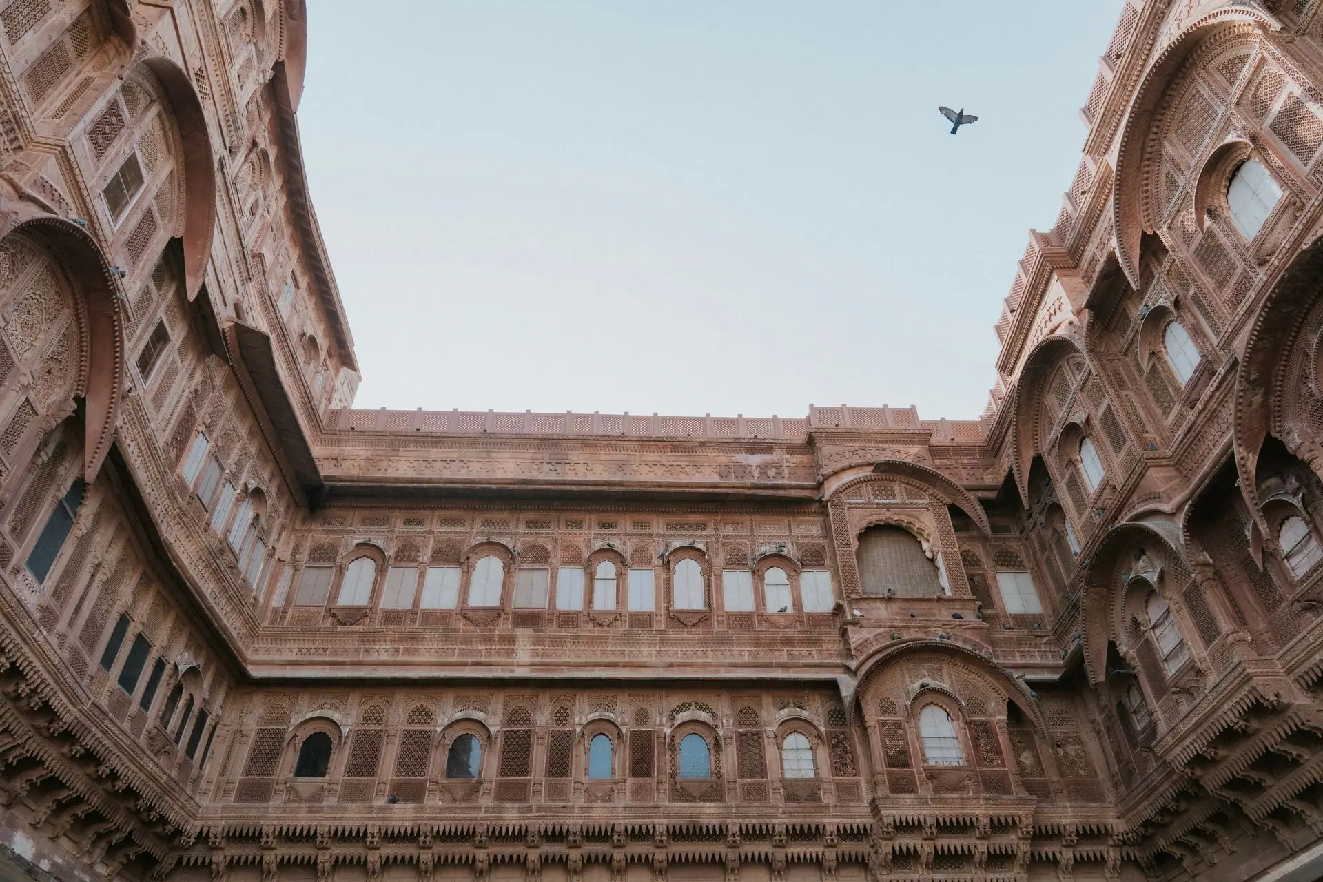 Explore the intricate stone carvings of Mehrangarh Fort in Udaipur, a remarkable example of Indian architecture