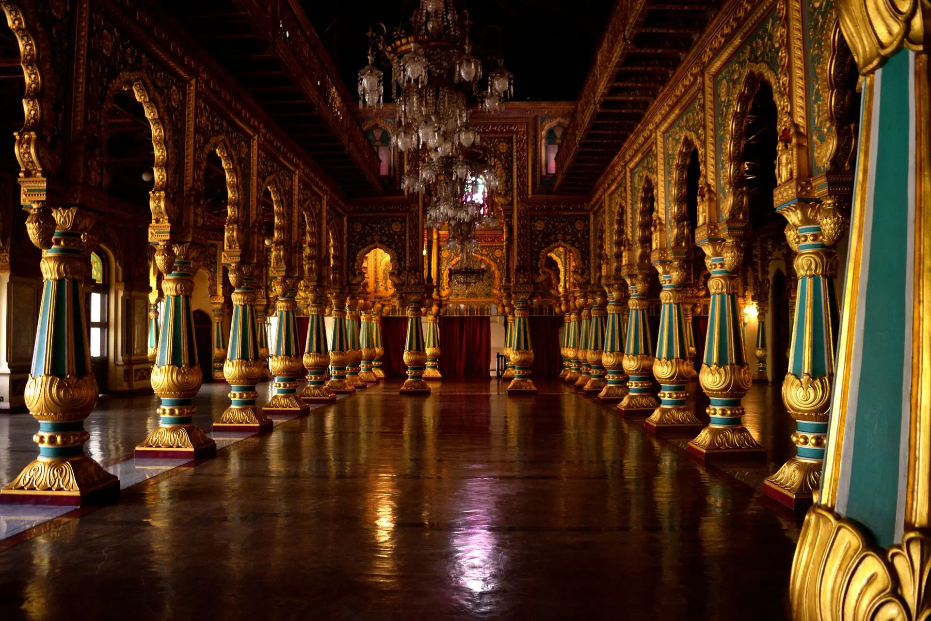 Explore the grand and opulent interiors of Mysore Palace, a symbol of Karnataka's rich heritage