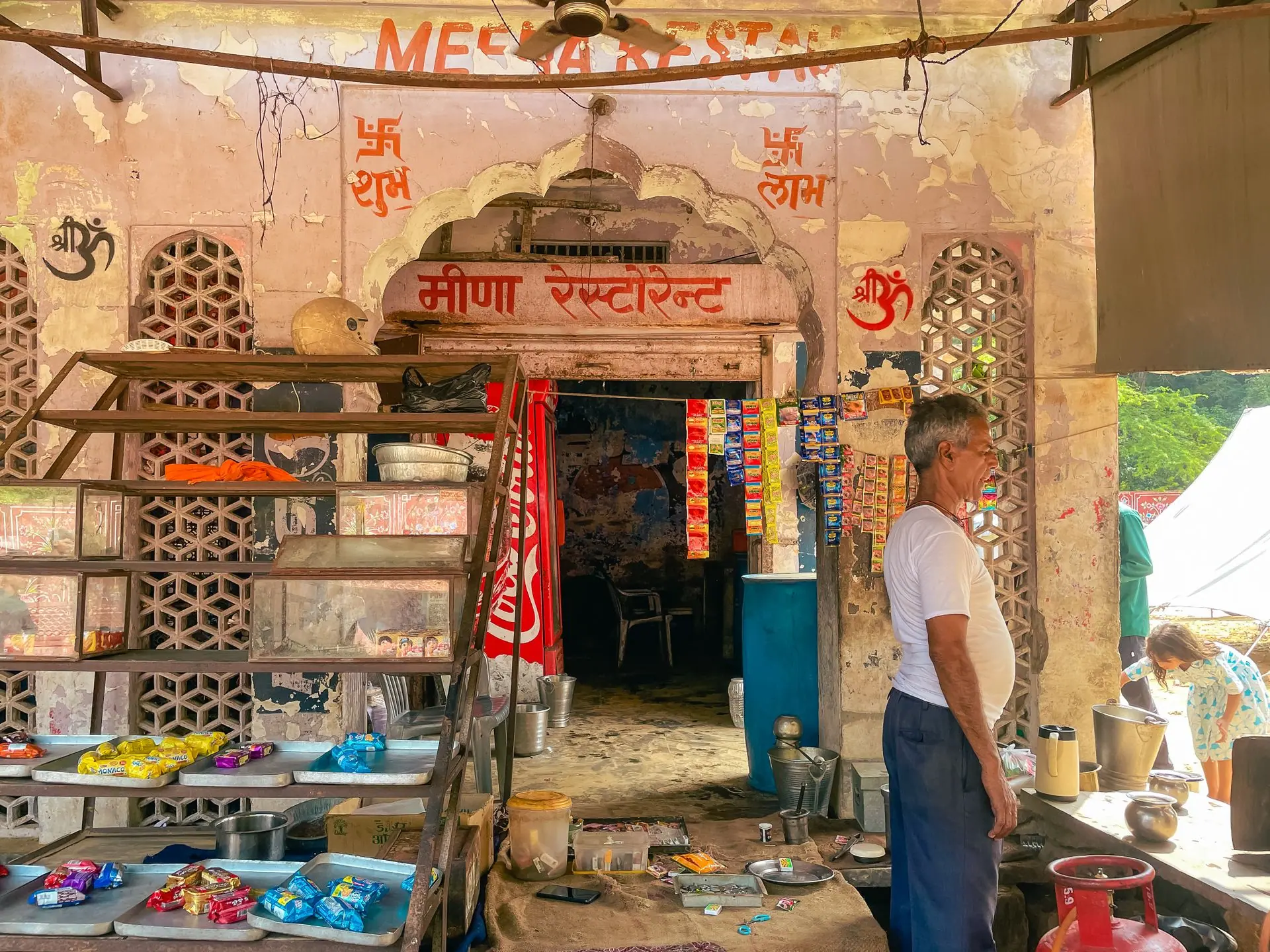 Authentic street shop in Jaipur, Rajasthan displaying vibrant local culture