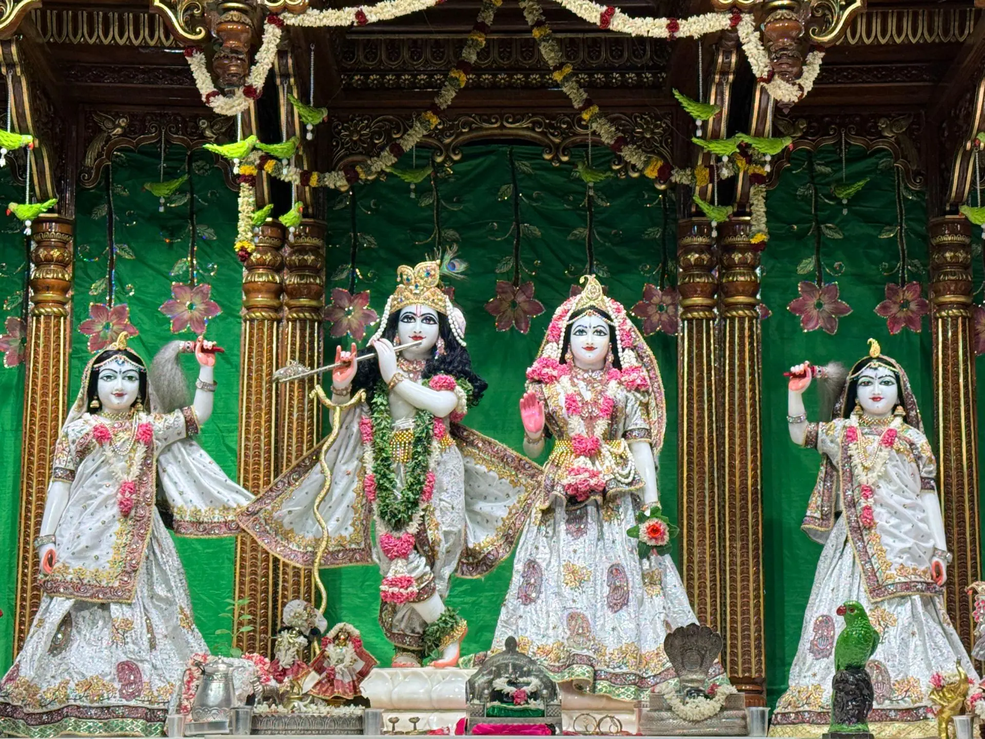 Ornate altar depicting Hindu deities in a temple in Tirupati, Andhra Pradesh, India
