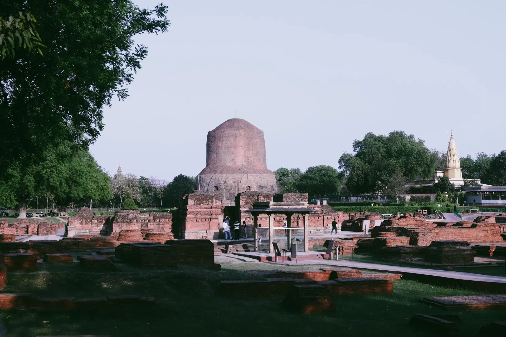 Explore the historic Dhamek Stupa in Sarnath, India, a symbol of cultural and spiritual heritage