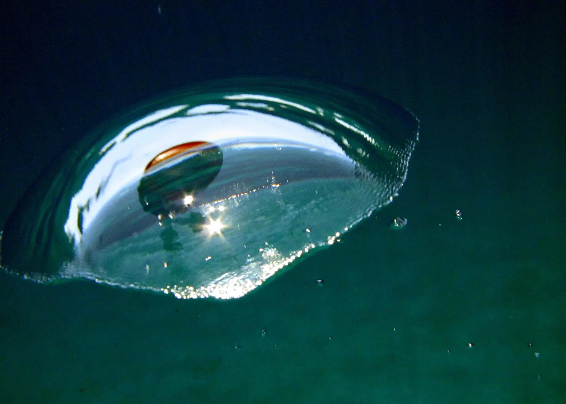 Reflection of camera strobe SCUBA bubble Andman and Nicobar Islands