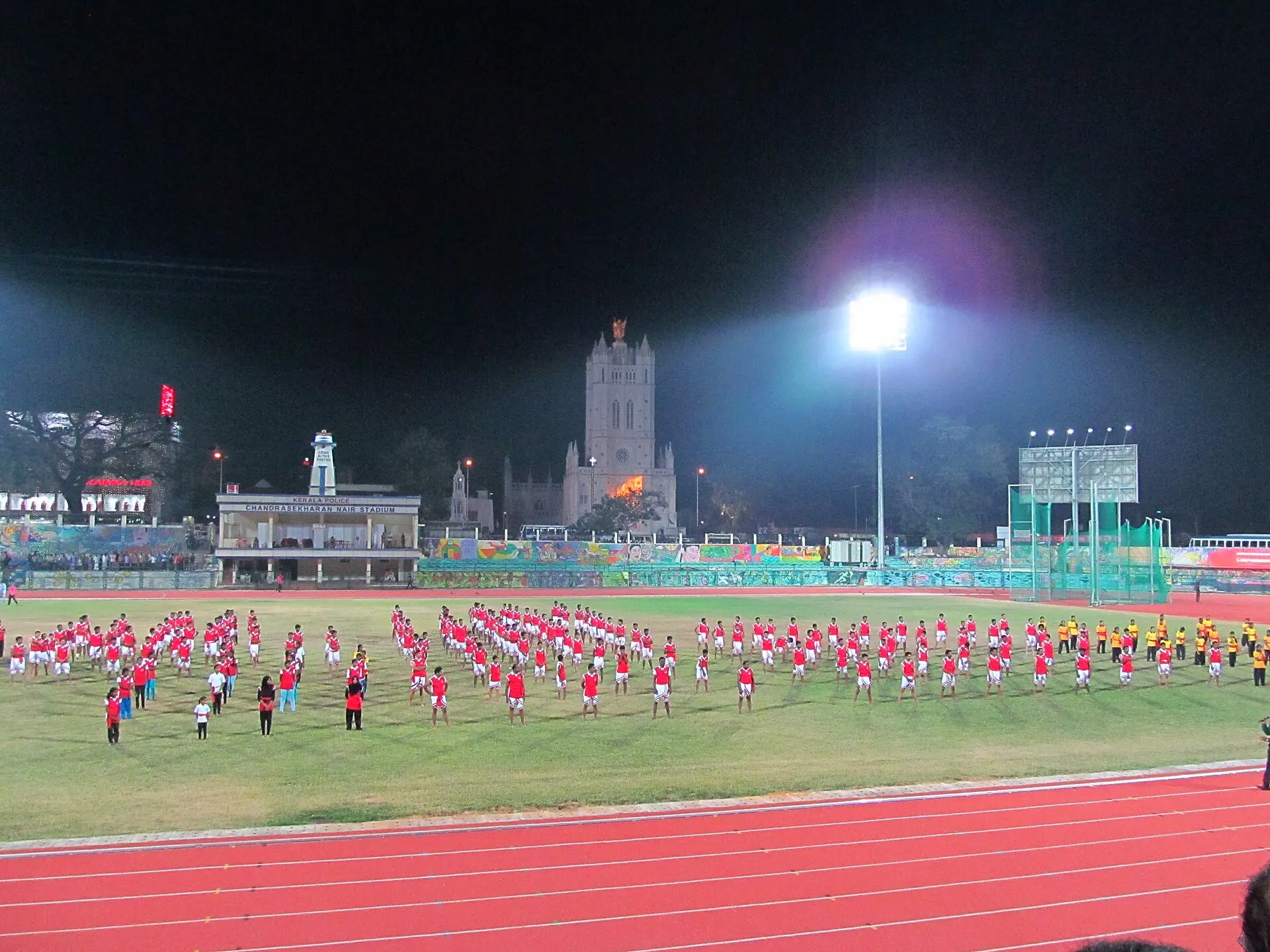 Kalaripayattu demonstration for 35th National Games in Chandrasekharan Nair Stadium Thiruvananthapuram Kerala