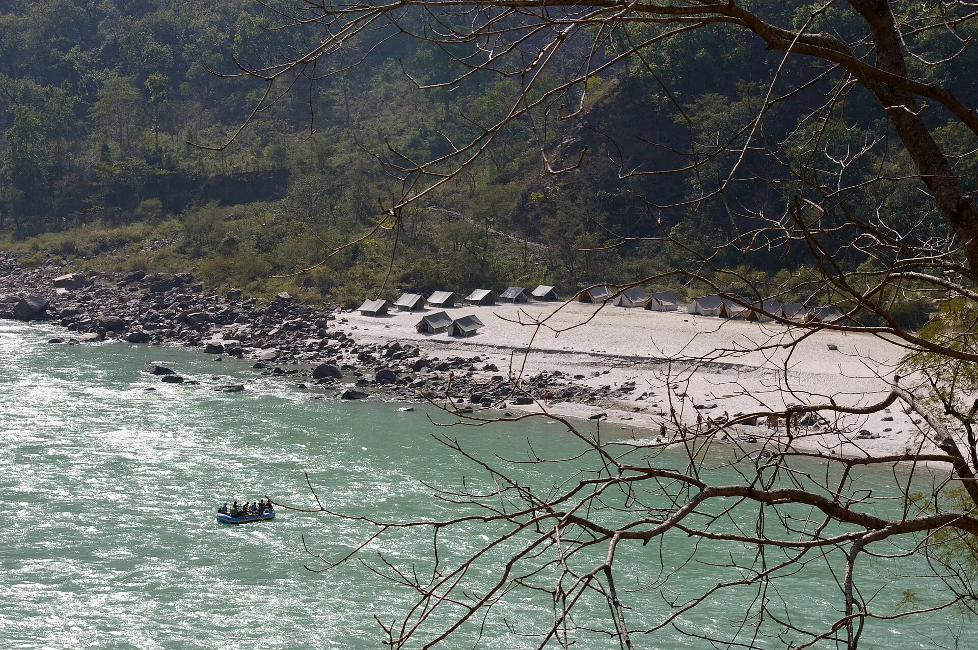 A rafting camp on the banks of Ganga