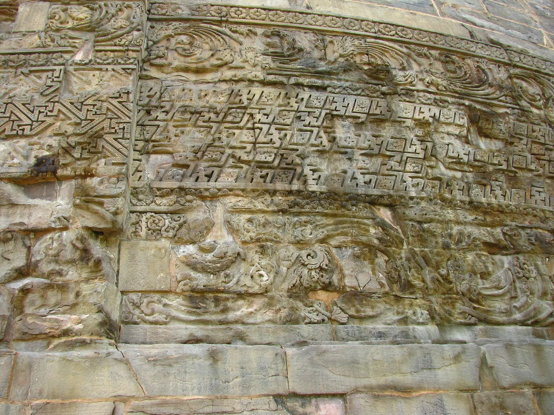 Carvings at Dhamekh Stupa, Sarnath