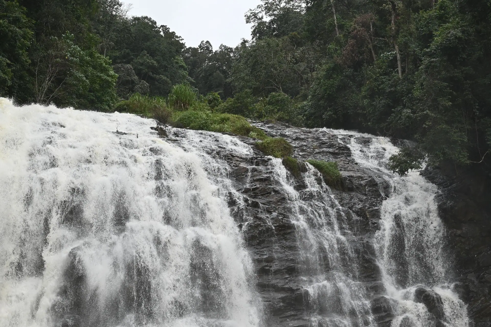 A breathtaking view of Abbey Falls cascading through lush greenery in Madikeri, India