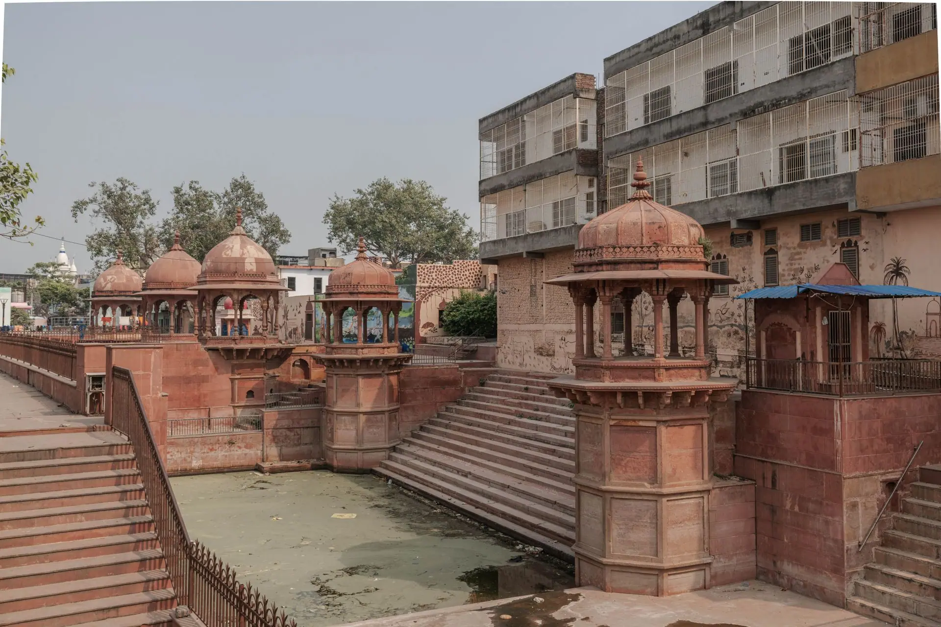 Beautiful old structures and ghats in Vrindavan, India showcase traditional architecture