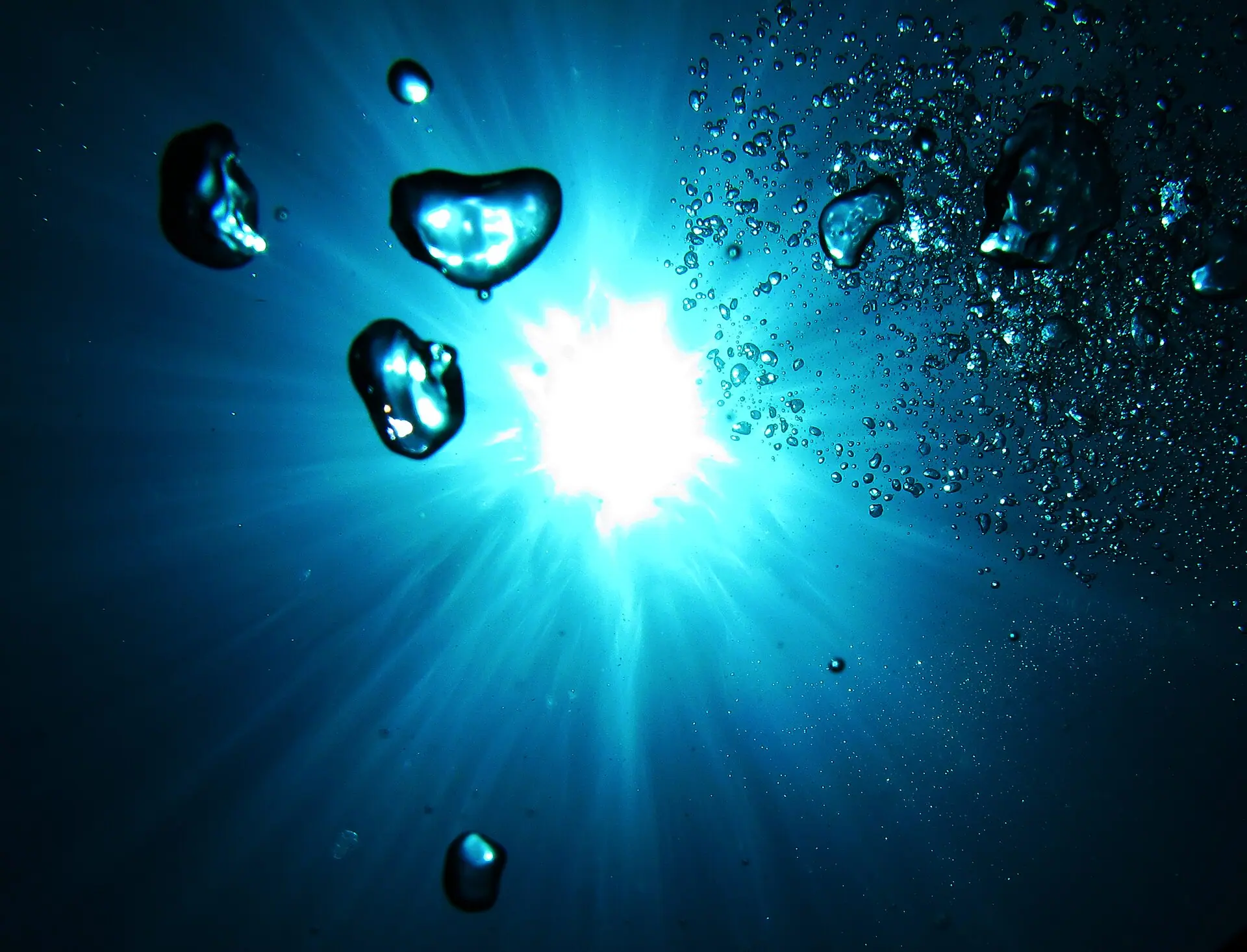 Sun reflection SCUBA bubble Andaman and Nicobar Islands